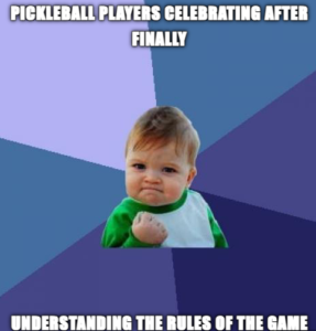 Pickleball players celebrating after finally understanding the rules of the game